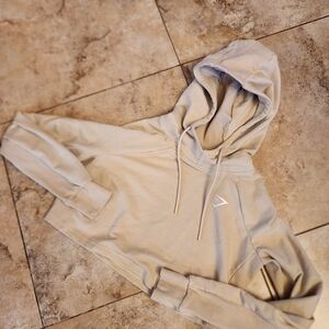 Gymshark Womens Cropped Beige Crewneck Hoodie